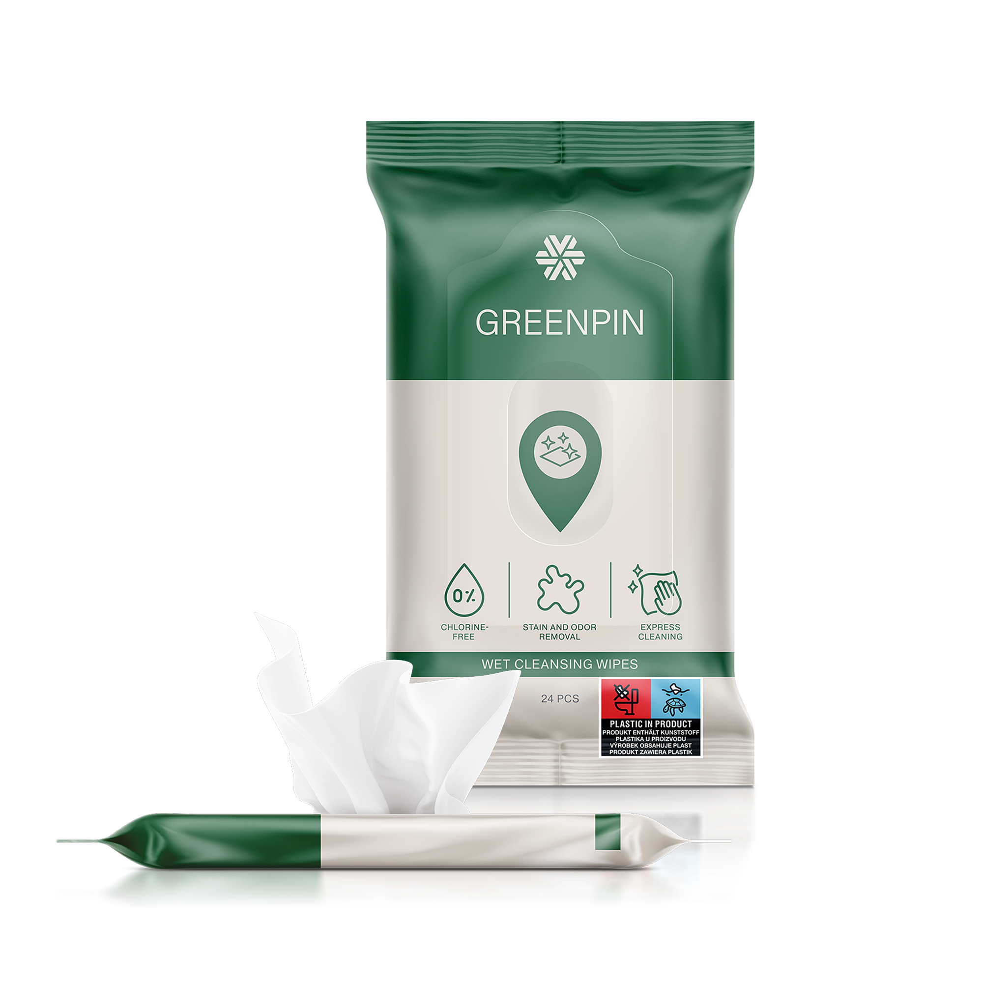 Купи 2 GREENPIN. Влажные очищающие салфетки со скидкой 15%
